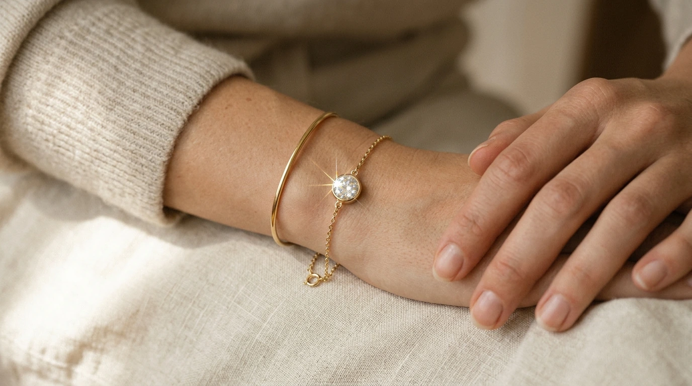 1Ct Moissanite Milky Way Bracelet: Gold-Plated 925