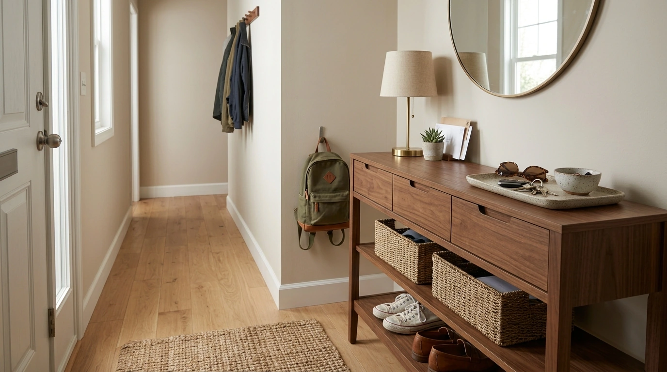 Entryway Long Console Table: 3 Drawers + 2 Shelves